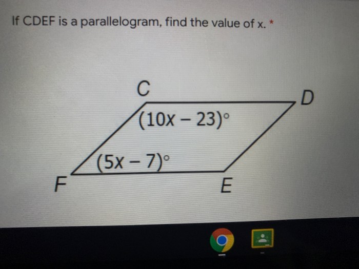 Parallelogram find if fcd 10x measure angle