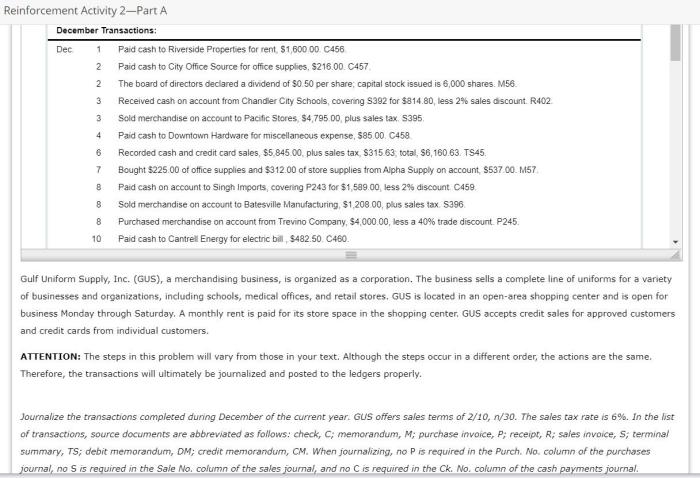 Accounting reinforcement activity 2 part a